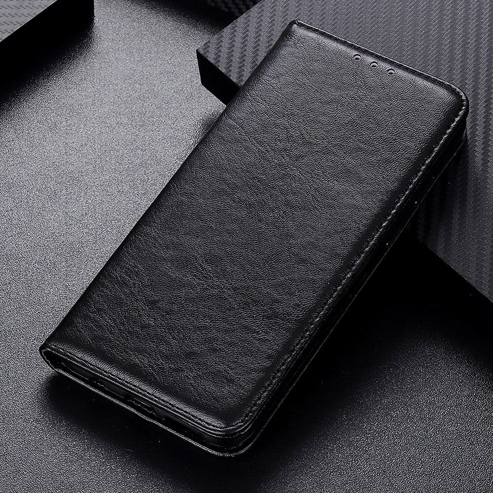 For OnePlus 11 5G Cell Phone Case Stand Crazy Horse Texture PU Leather Wallet Shockproof Phone Cover - Black