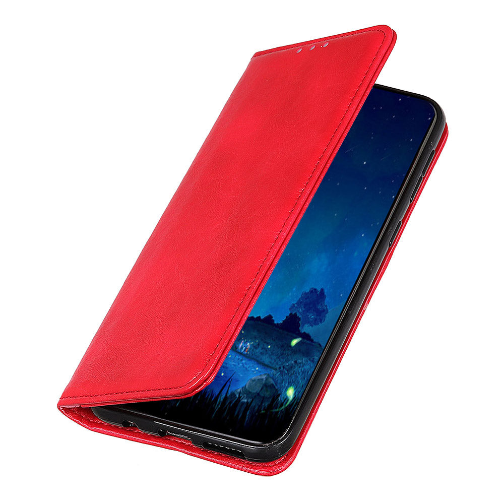 For OnePlus 11 5G Cell Phone Case Stand Crazy Horse Texture PU Leather Wallet Shockproof Phone Cover - Red