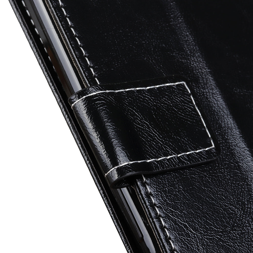 Cell Phone Cover For OnePlus 11 5G , Leather Retro Crazy Horse Texture Anti-scratch Phone Case Stand Wallet - Black