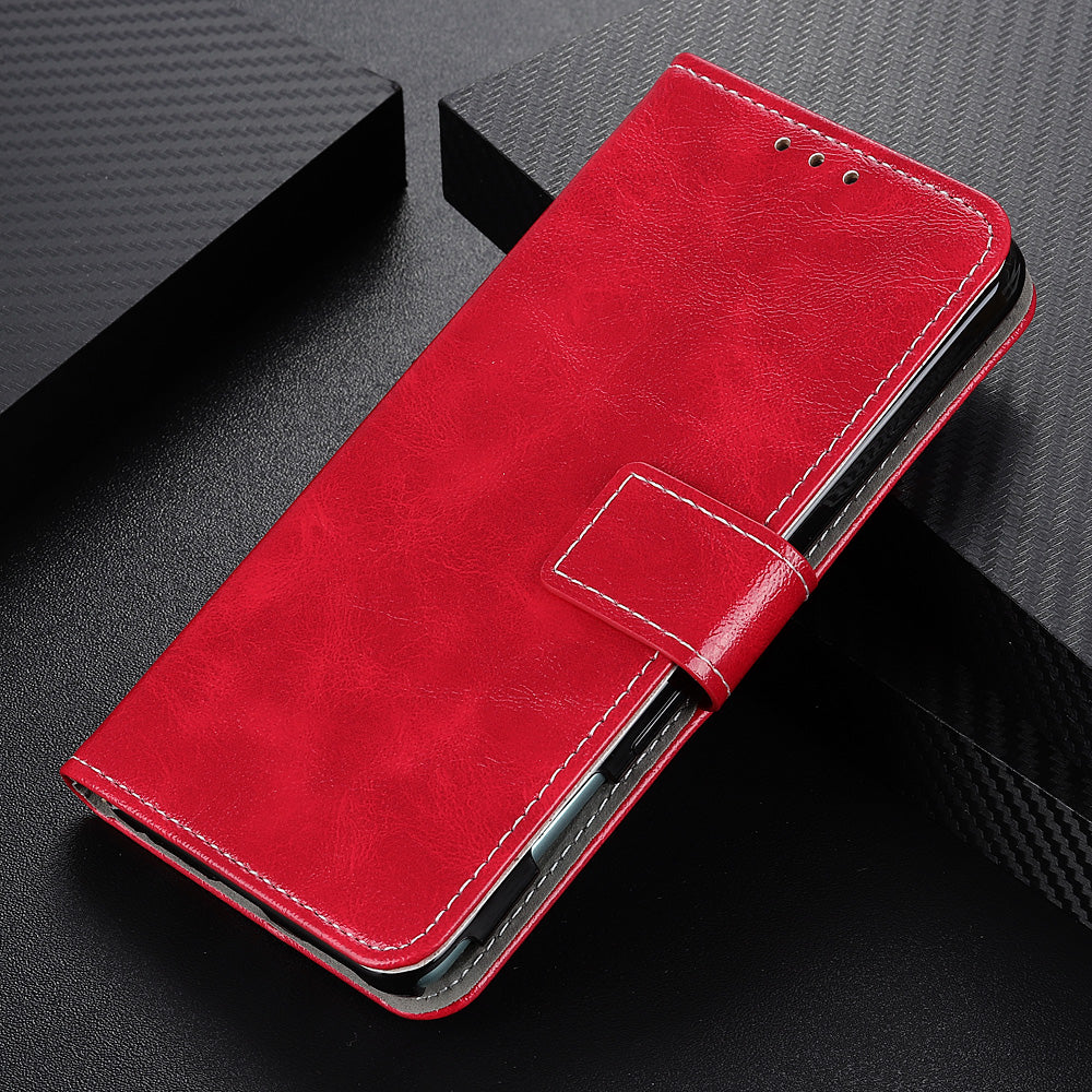 Cell Phone Cover For OnePlus 11 5G , Leather Retro Crazy Horse Texture Anti-scratch Phone Case Stand Wallet - Red
