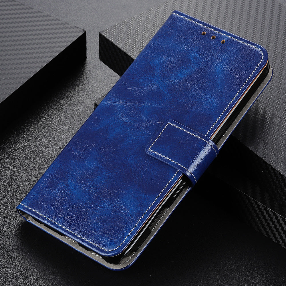 Cell Phone Cover For OnePlus 11 5G , Leather Retro Crazy Horse Texture Anti-scratch Phone Case Stand Wallet - Blue