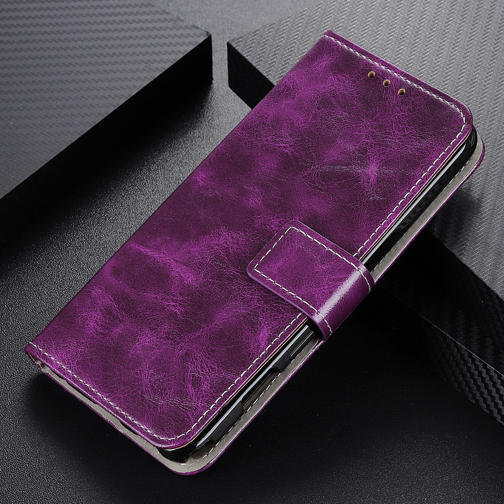 Cell Phone Cover For OnePlus 11 5G , Leather Retro Crazy Horse Texture Anti-scratch Phone Case Stand Wallet - Purple
