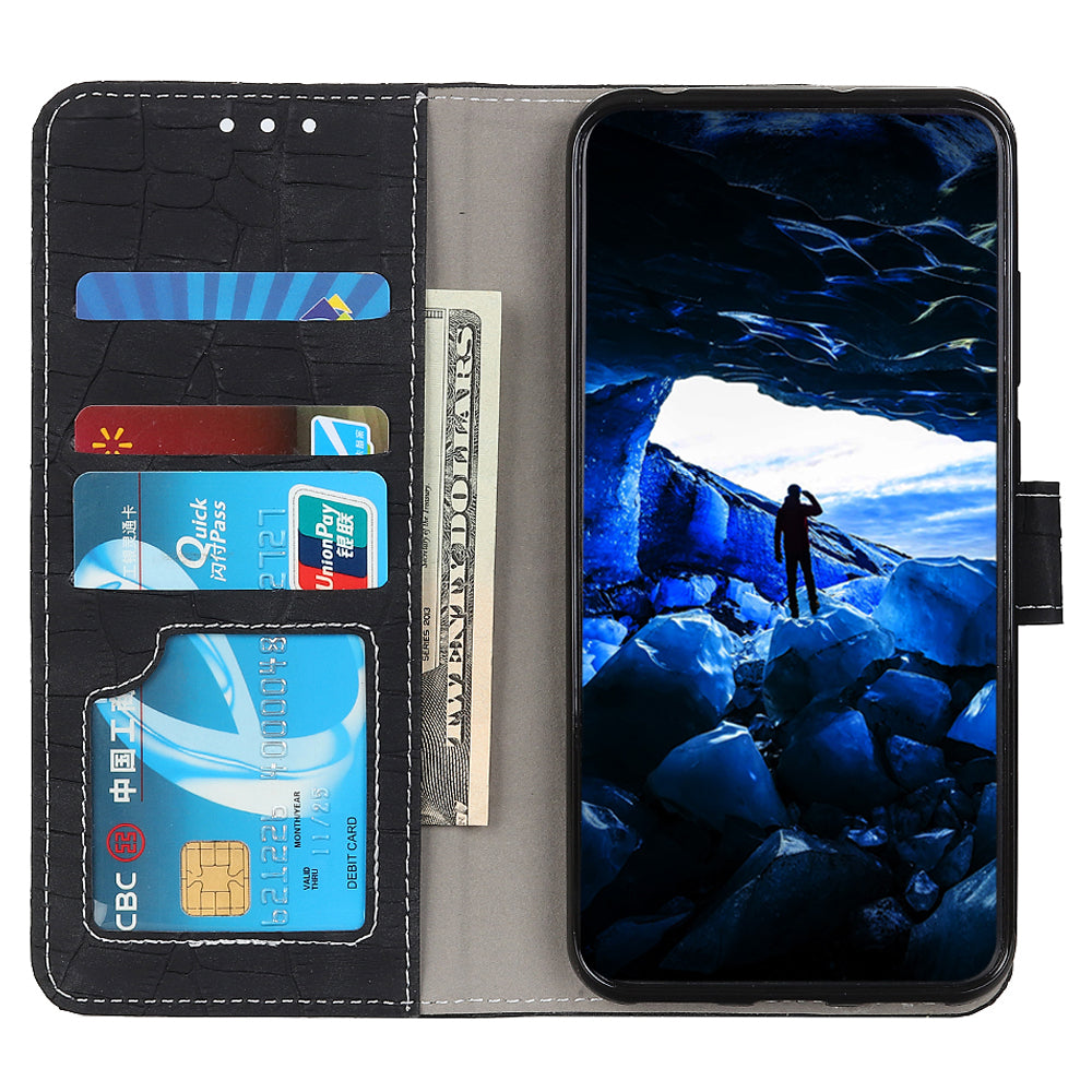 Mobile Phone Case For OnePlus 11 5G , Flip Leather Wallet Stand Crocodile Texture Anti-fall Protective Phone Cover - Black