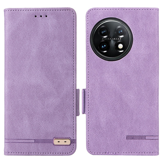For OnePlus 11 5G Flip Cell Phone Cover Hardware Decor PU Leather Wallet Phone Case with Phone Stand Function - Purple