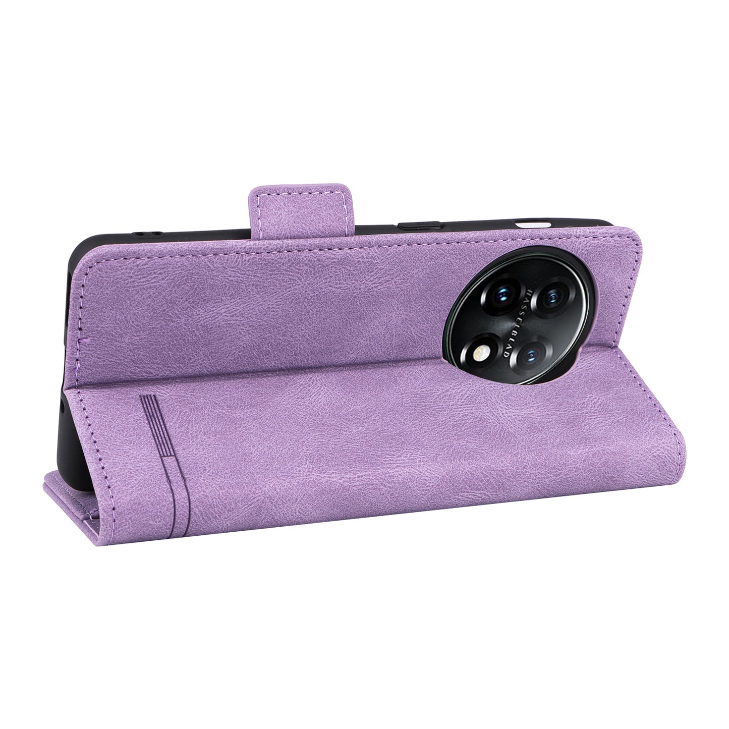 For OnePlus 11 5G Flip Cell Phone Cover Hardware Decor PU Leather Wallet Phone Case with Phone Stand Function - Purple