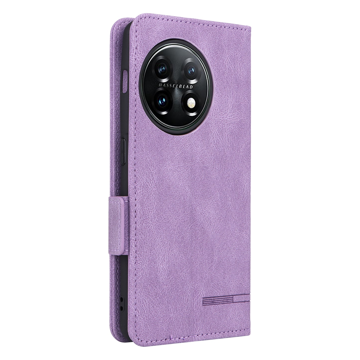 For OnePlus 11 5G Flip Cell Phone Cover Hardware Decor PU Leather Wallet Phone Case with Phone Stand Function - Purple