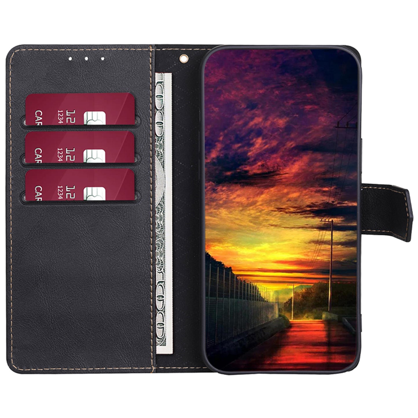 For OnePlus 11 5G Anti-drop Cowhide Texture PU Leather Stand Wallet Phone Case RFID Blocking Cover - Black