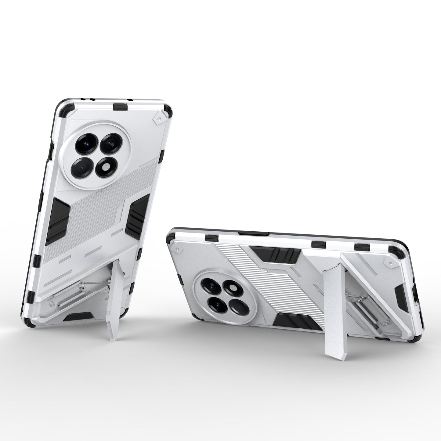 Anti-fall Phone Case for OnePlus Ace 2 5G / 11R 5G , Soft TPU Hard PC Mobile Phone Cover Kickstand - White