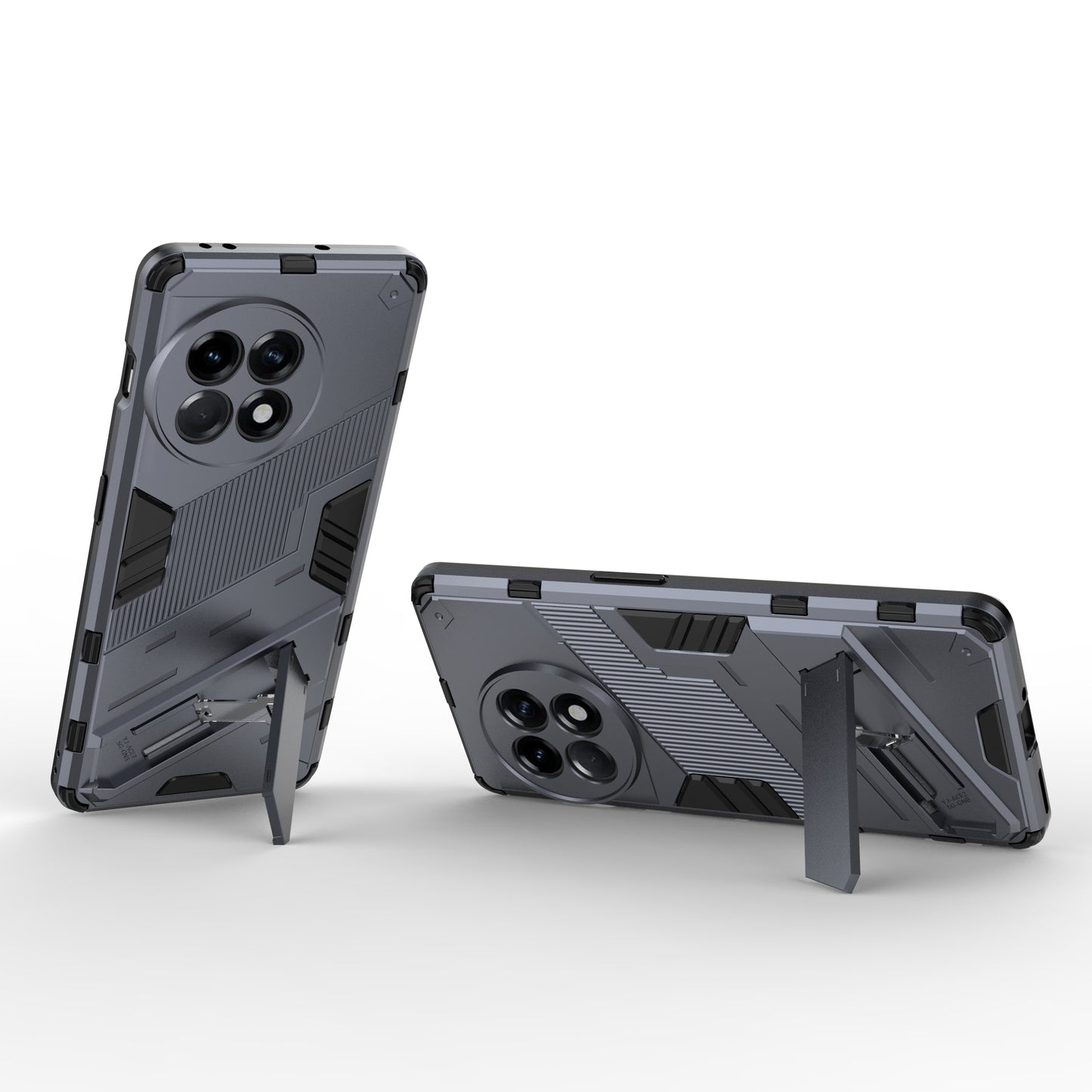 Anti-fall Phone Case for OnePlus Ace 2 5G / 11R 5G , Soft TPU Hard PC Mobile Phone Cover Kickstand - Dark Blue