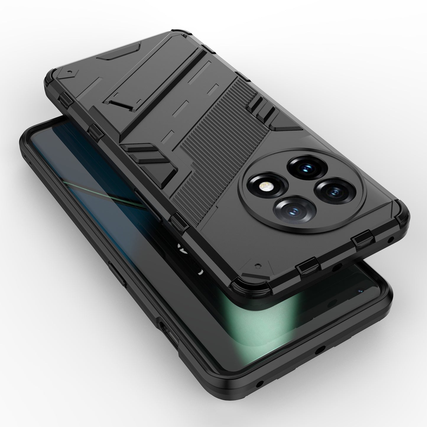 Phone Case for OnePlus 11 5G Kickstand TPU + PC Protective Cell Phone Cover - Black