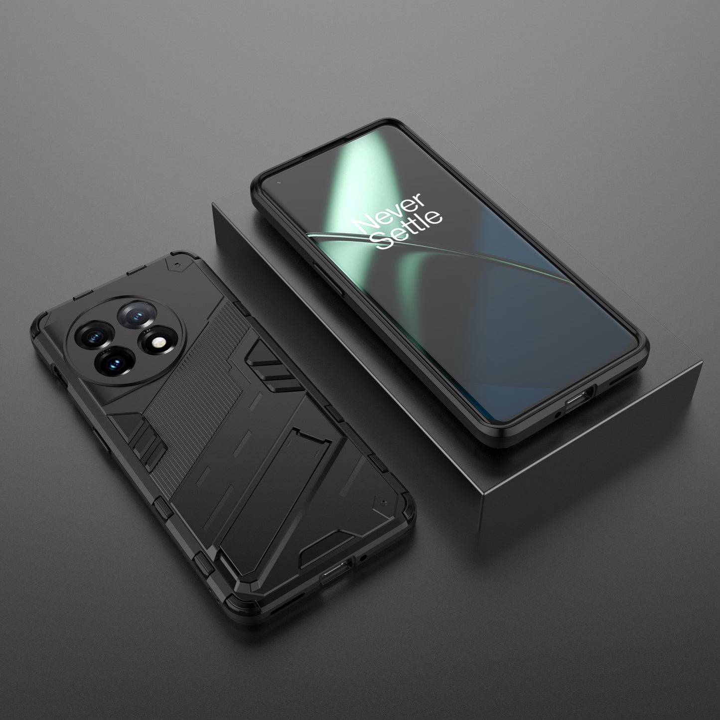 Phone Case for OnePlus 11 5G Kickstand TPU + PC Protective Cell Phone Cover - Black