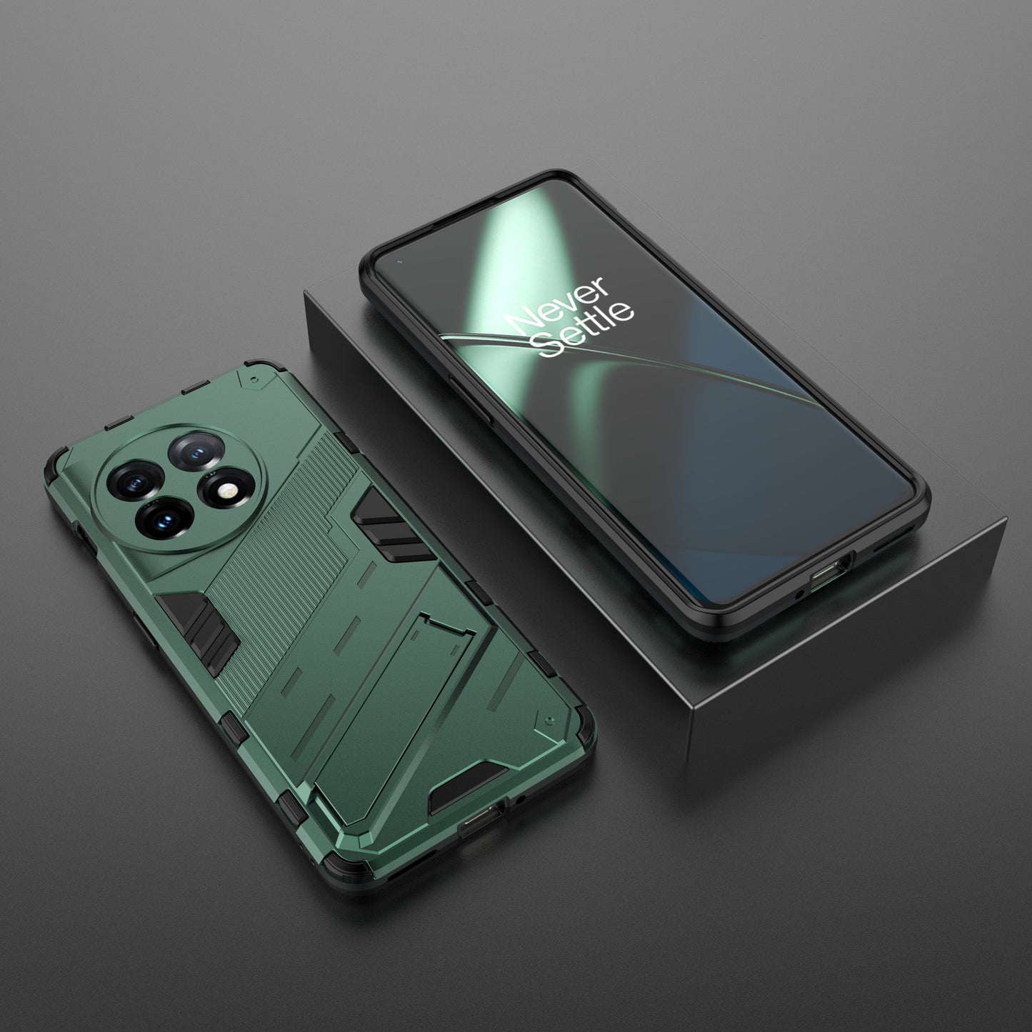 Phone Case for OnePlus 11 5G Kickstand TPU + PC Protective Cell Phone Cover - Green
