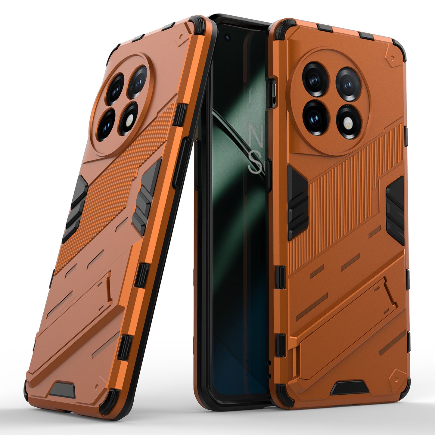Phone Case for OnePlus 11 5G Kickstand TPU + PC Protective Cell Phone Cover - Orange