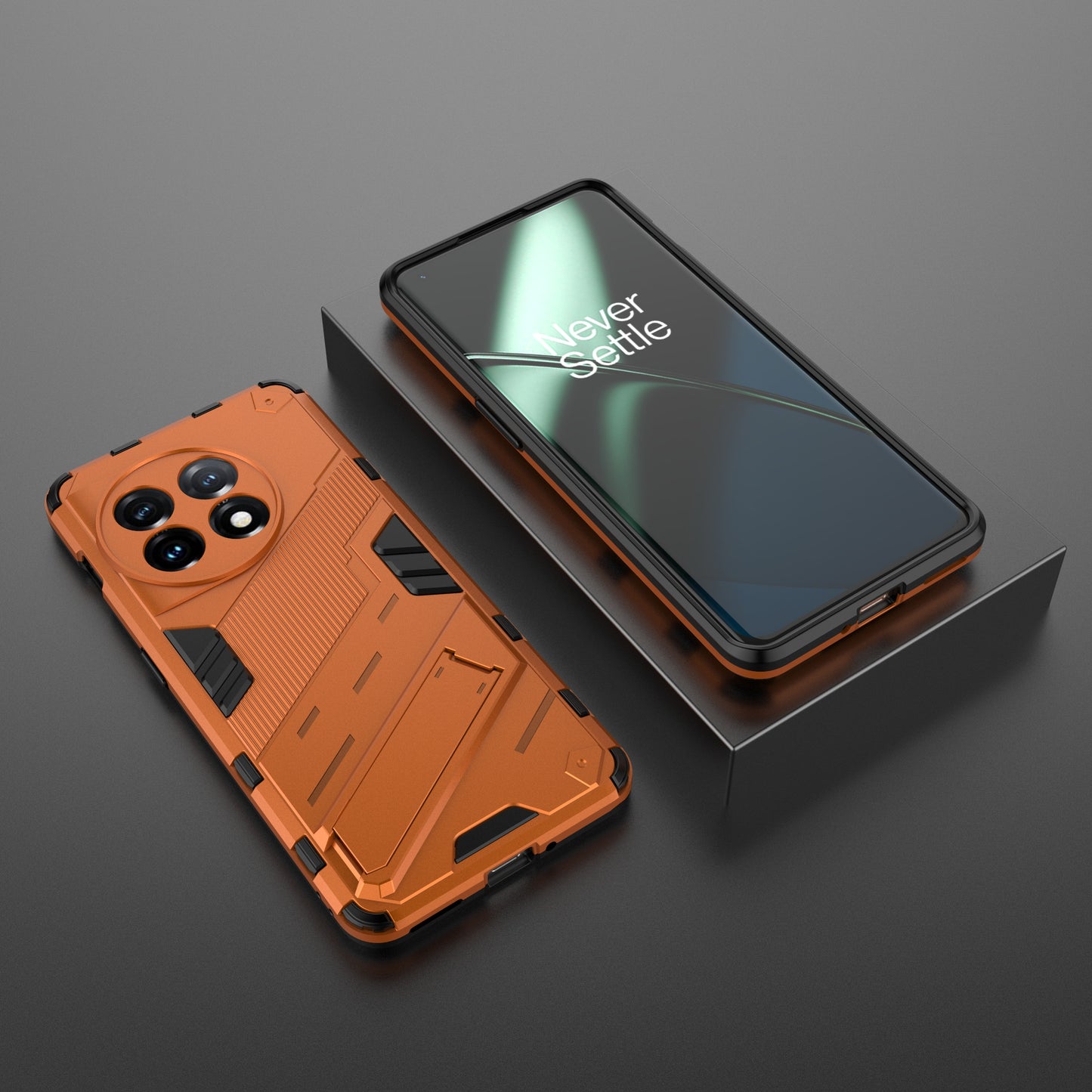 Phone Case for OnePlus 11 5G Kickstand TPU + PC Protective Cell Phone Cover - Orange