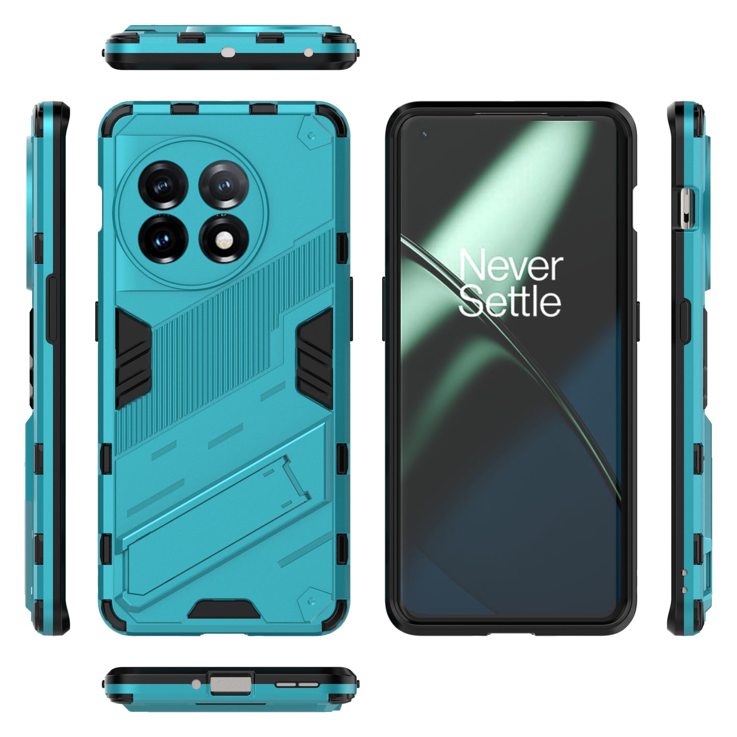 Phone Case for OnePlus 11 5G Kickstand TPU + PC Protective Cell Phone Cover - Baby Blue
