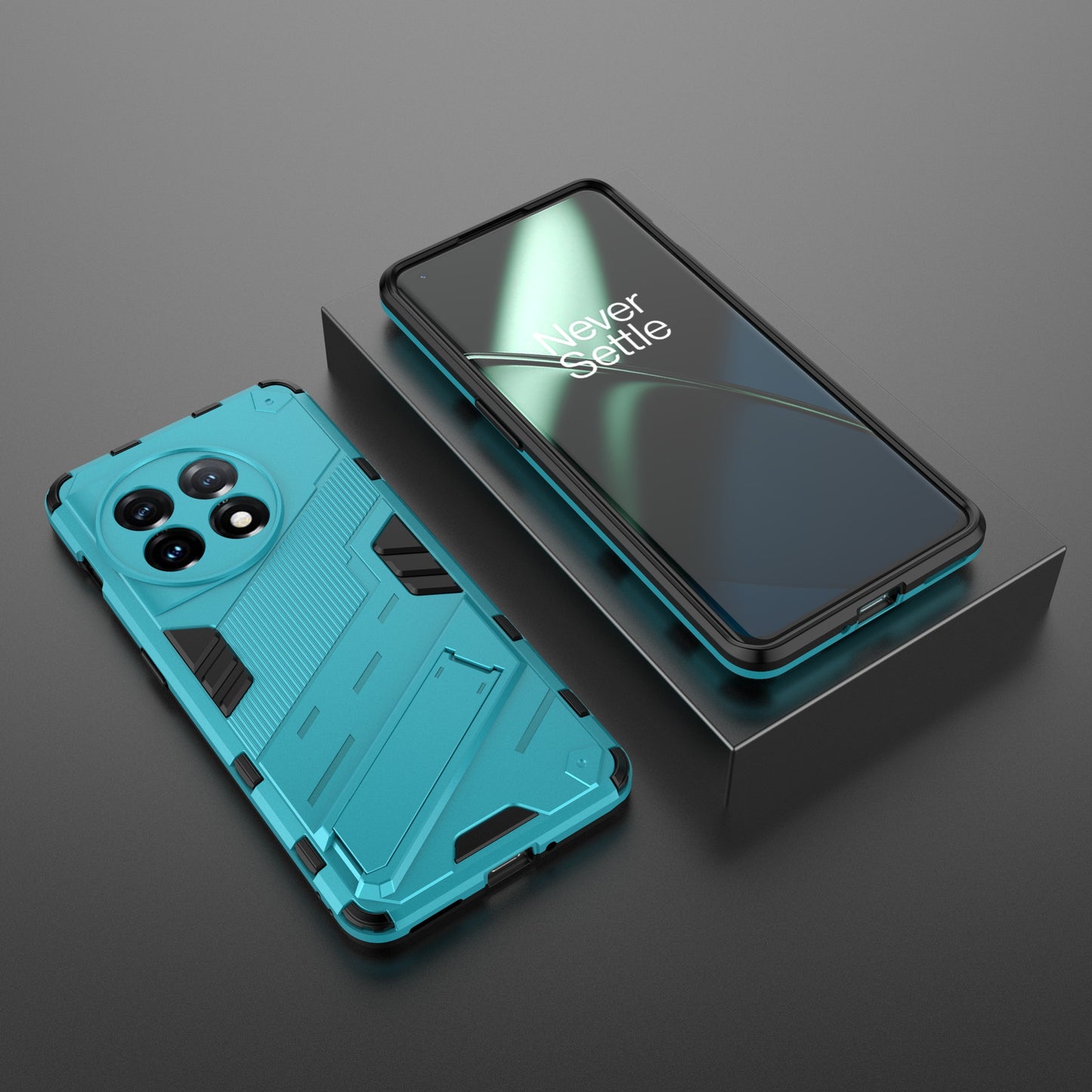 Phone Case for OnePlus 11 5G Kickstand TPU + PC Protective Cell Phone Cover - Baby Blue