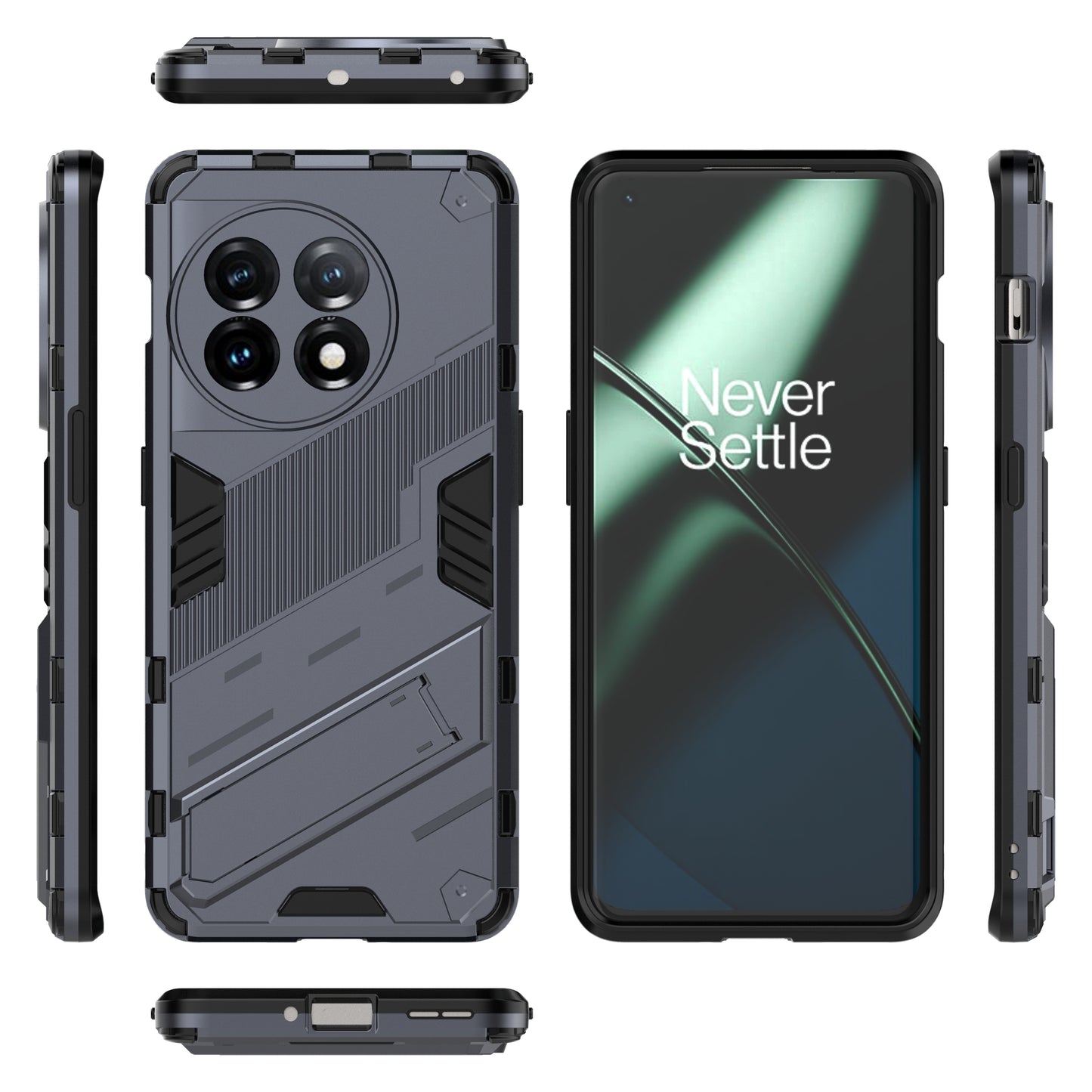 Phone Case for OnePlus 11 5G Kickstand TPU + PC Protective Cell Phone Cover - Dark Blue