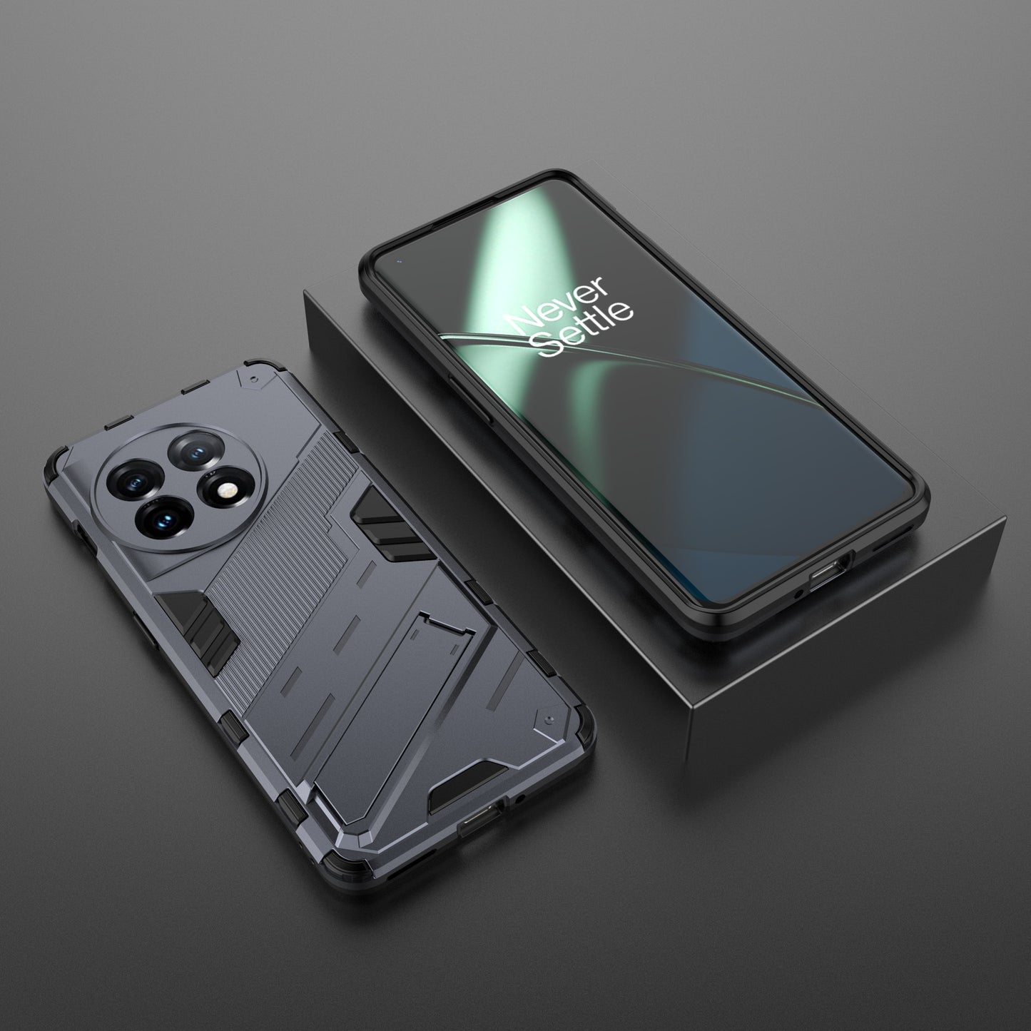 Phone Case for OnePlus 11 5G Kickstand TPU + PC Protective Cell Phone Cover - Dark Blue