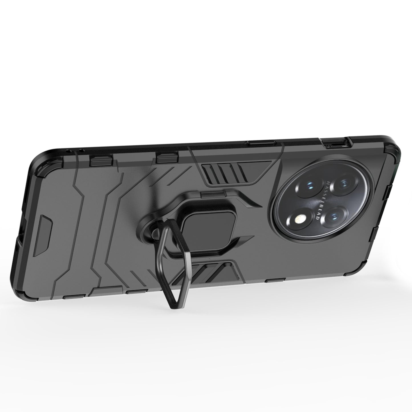 Ring Holder Kickstand Phone Case for OnePlus 11 5G TPU+PC Cell Phone Cover - Black