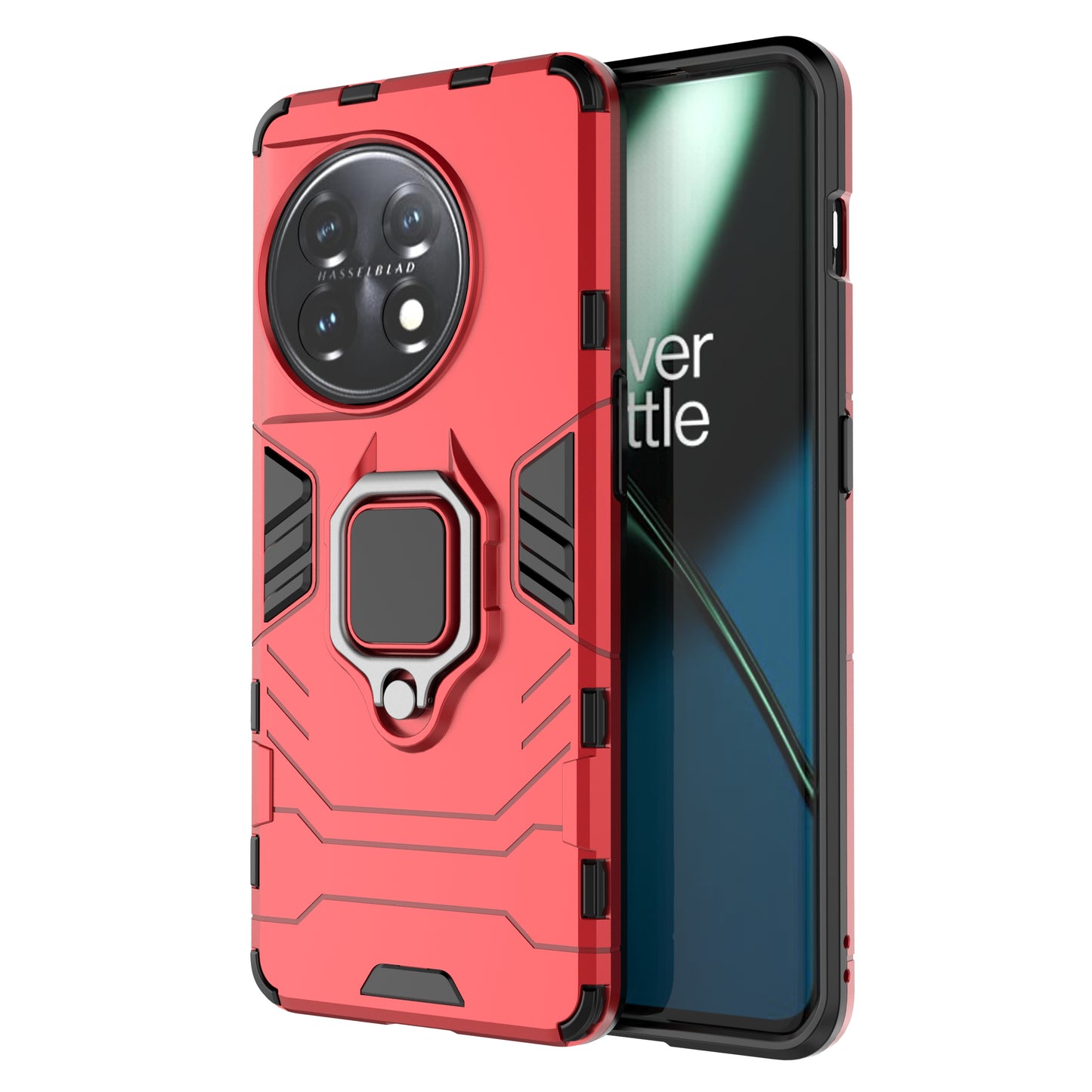 Ring Holder Kickstand Phone Case for OnePlus 11 5G TPU+PC Cell Phone Cover - Red
