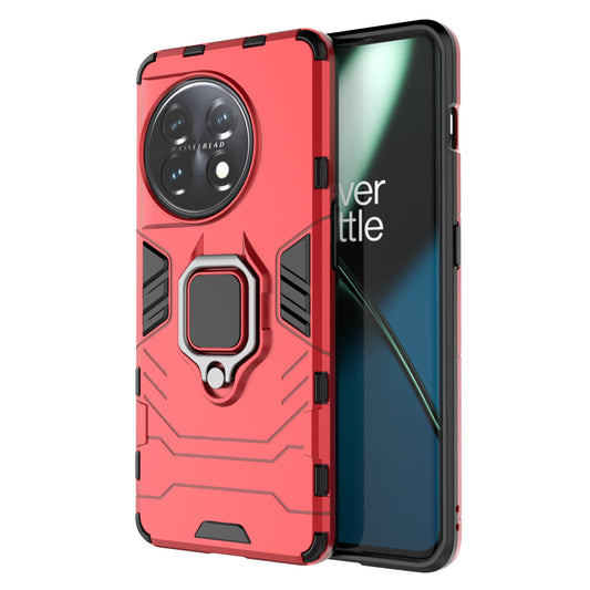 Ring Holder Kickstand Phone Case for OnePlus 11 5G TPU+PC Cell Phone Cover - Red