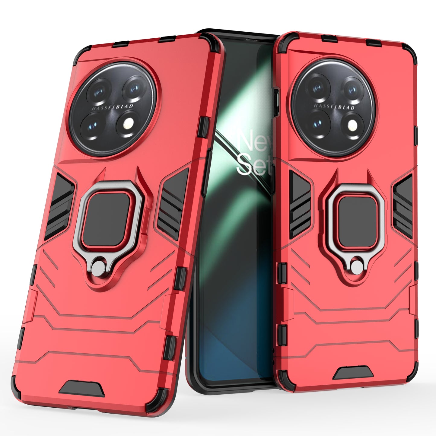 Ring Holder Kickstand Phone Case for OnePlus 11 5G TPU+PC Cell Phone Cover - Red