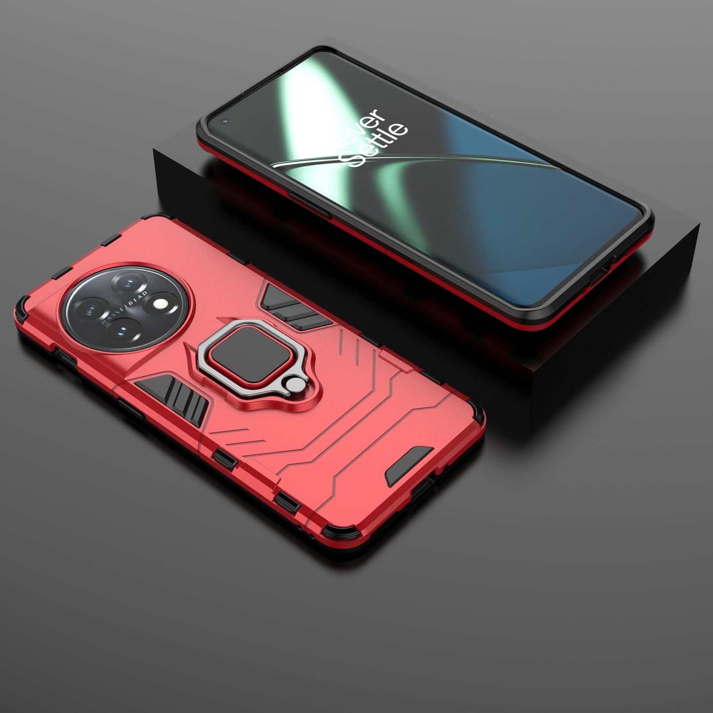 Ring Holder Kickstand Phone Case for OnePlus 11 5G TPU+PC Cell Phone Cover - Red