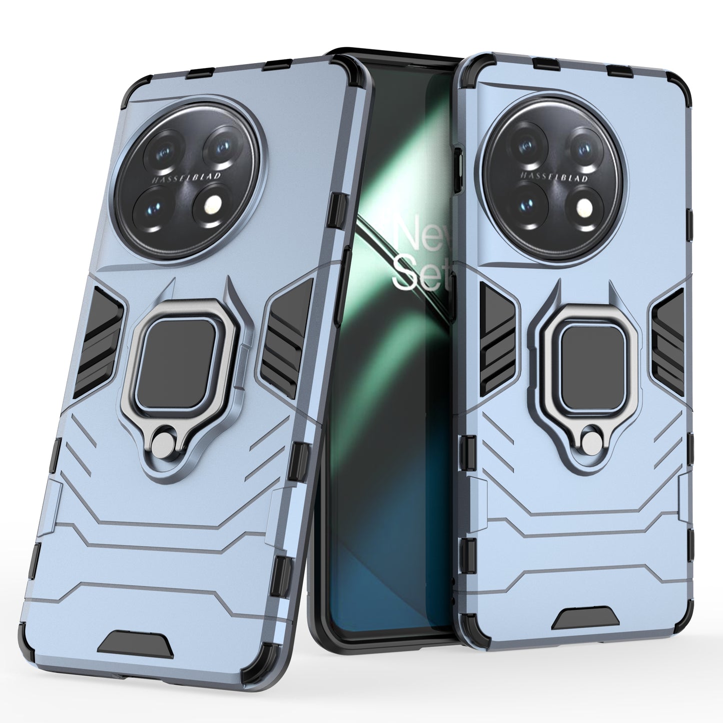 Ring Holder Kickstand Phone Case for OnePlus 11 5G TPU+PC Cell Phone Cover - Blue