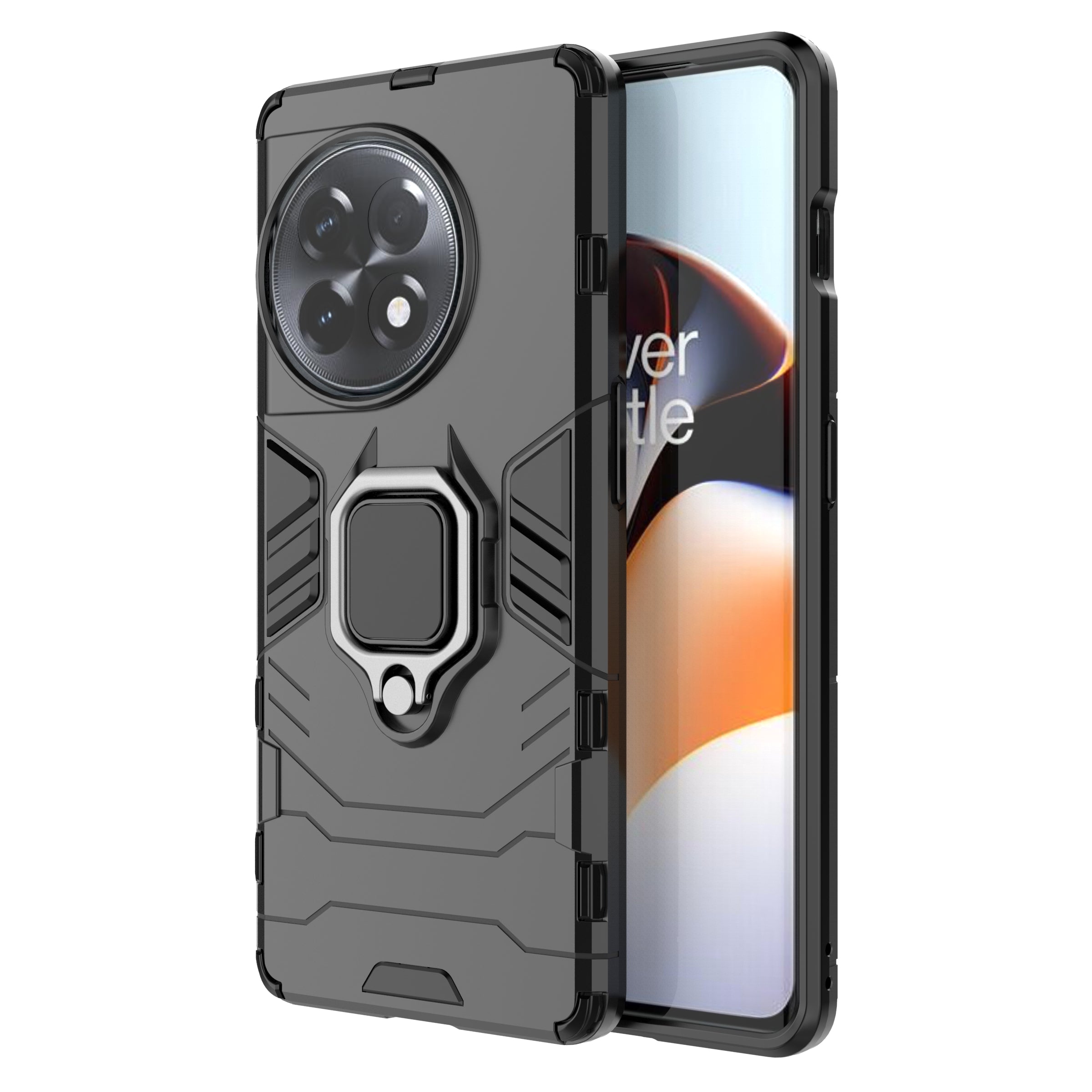 TPU+PC Phone Case for OnePlus Ace 2 5G / 11R 5G Ring Holder Kickstand Anti-drop Phone Cover - Black