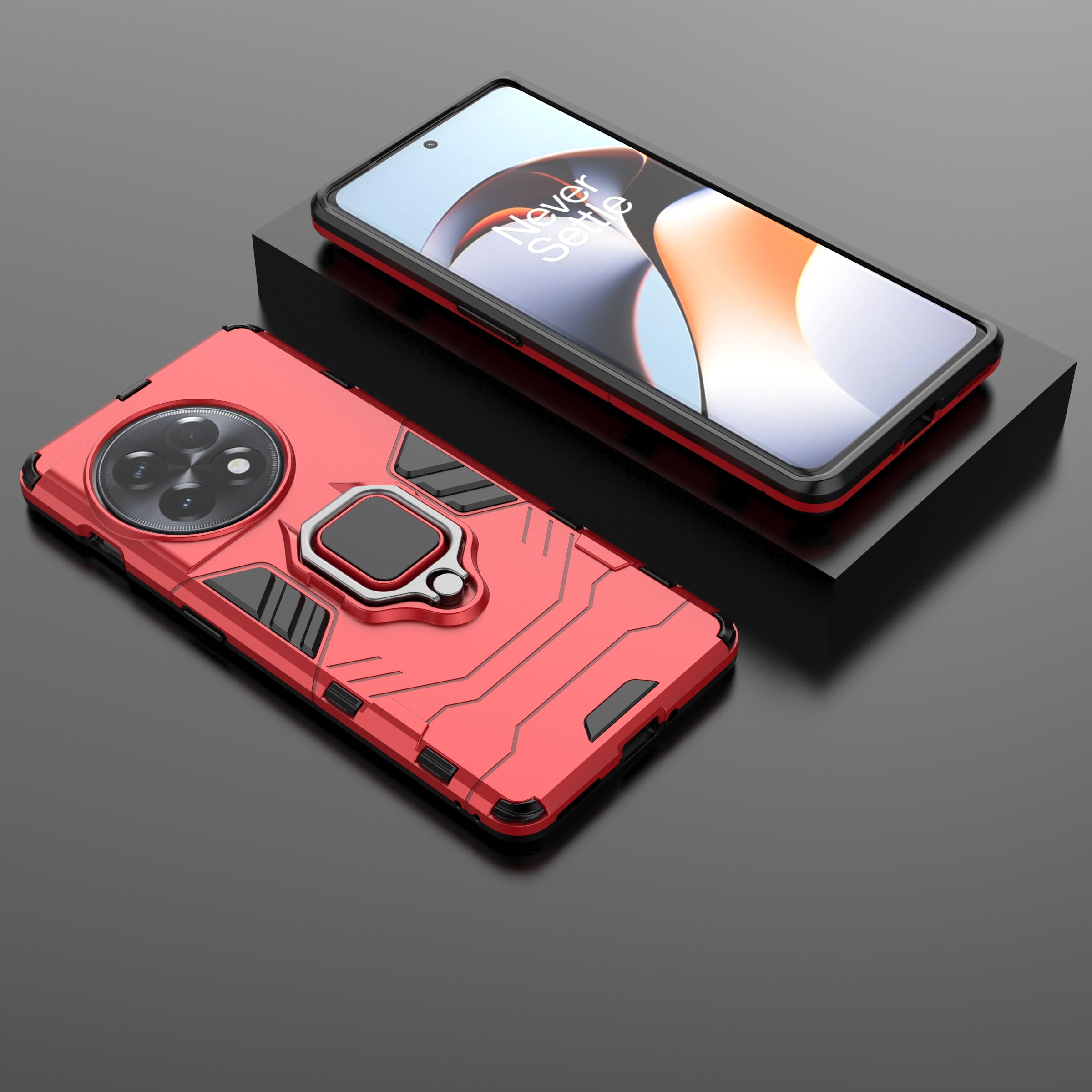 TPU+PC Phone Case for OnePlus Ace 2 5G / 11R 5G Ring Holder Kickstand Anti-drop Phone Cover - Red