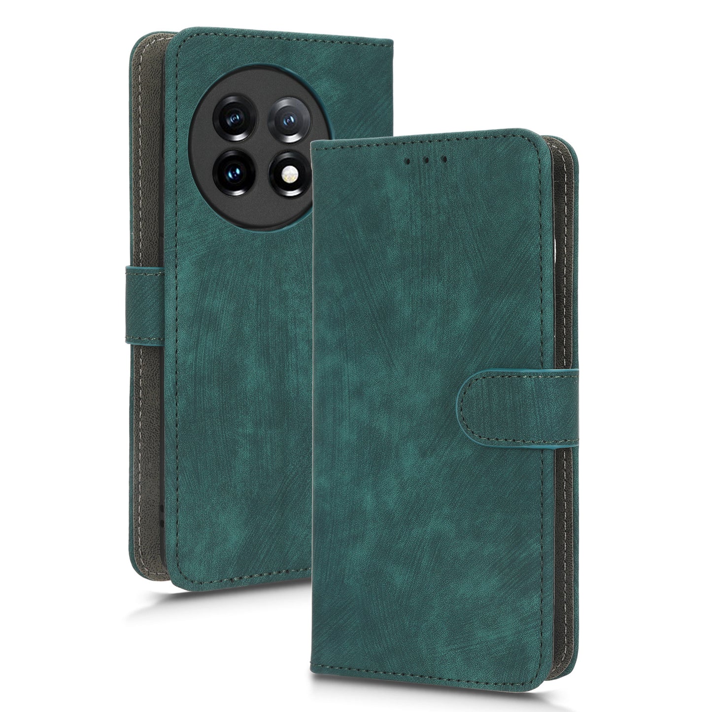 PU Leather Phone Case For OnePlus 11 5G Wallet Stand Protective Flip Phone Cover with RFID Blocking Protection - Green