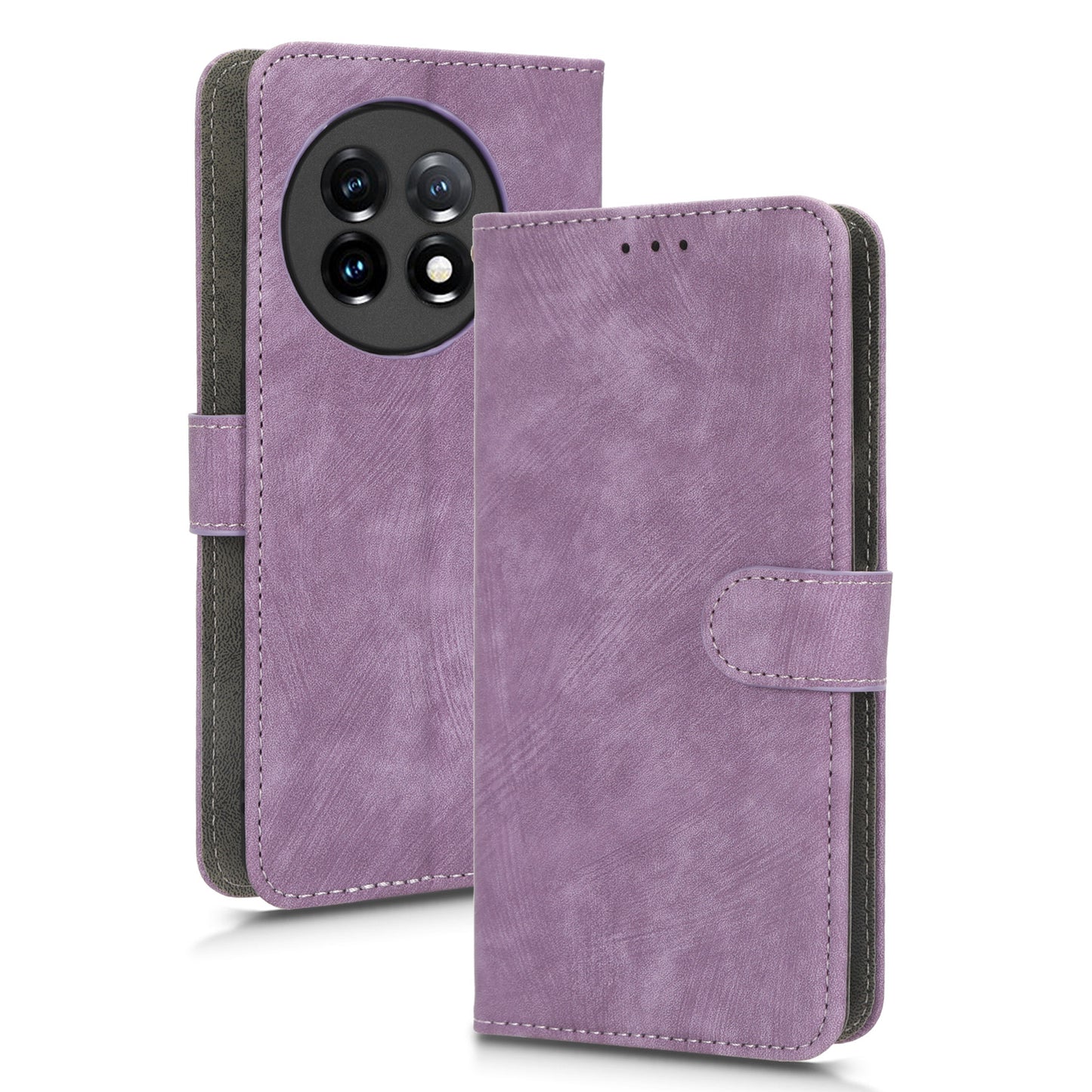 PU Leather Phone Case For OnePlus 11 5G Wallet Stand Protective Flip Phone Cover with RFID Blocking Protection - Purple