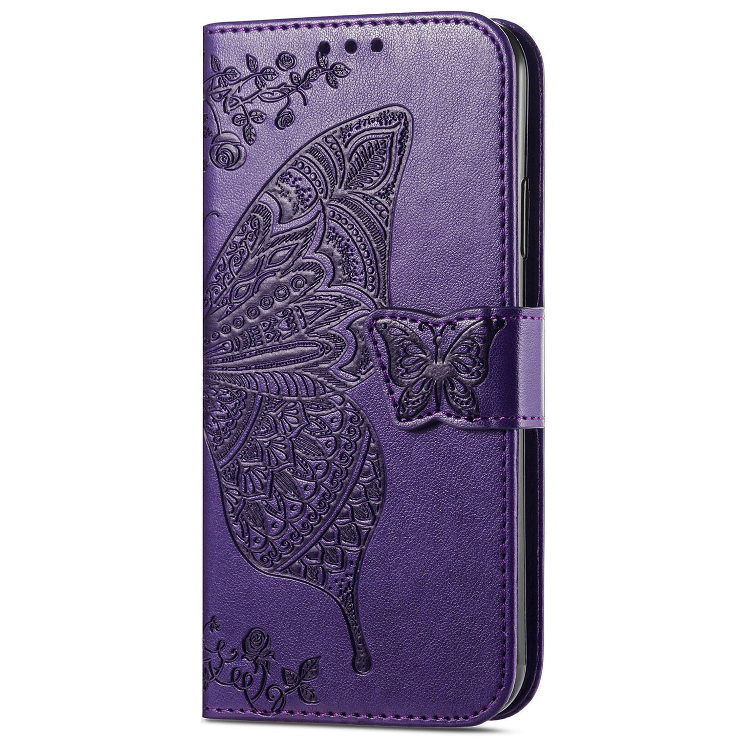 For OnePlus 11 5G PU Leather Shockproof Phone Case Imprinted Butterfly Flip Stand Wallet Cover - Purple