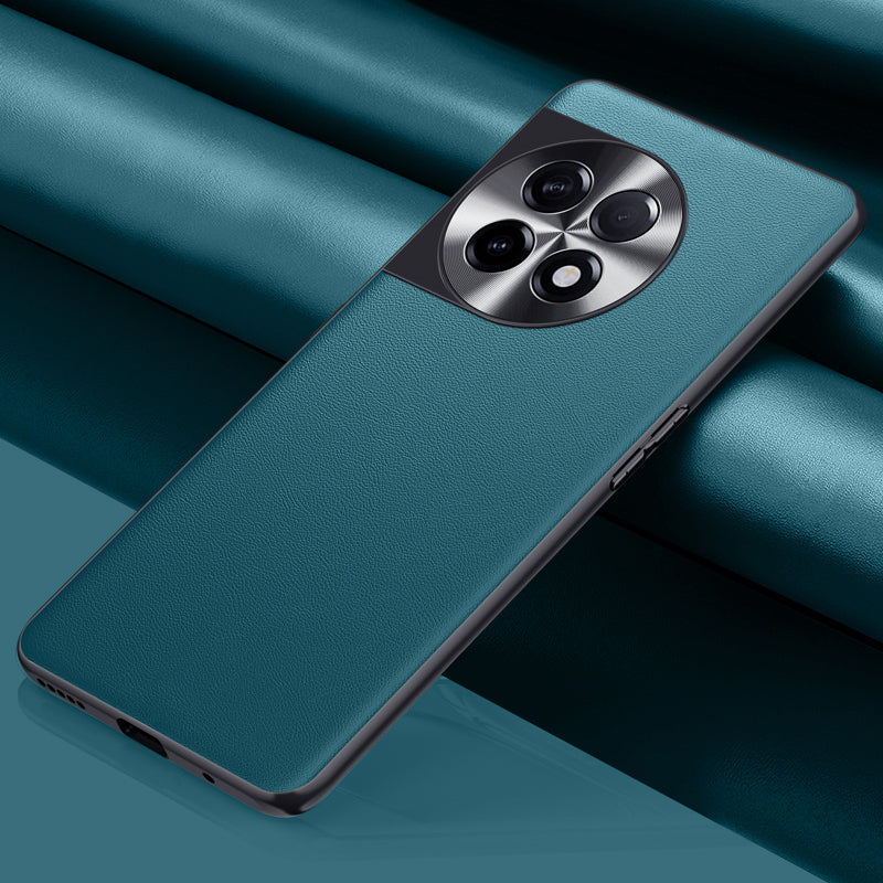 For OnePlus 11 5G PU Leather Coated TPU + PC Non-Slip Case Metal Lens Design Protective Phone Cover - Green