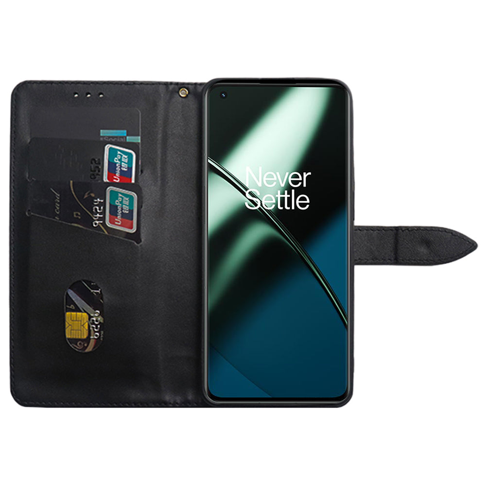 IDEWEI Phone Flip Case for OnePlus 11 5G , PU Leather Card Slots Design Stand Magnetic Cover - Blue