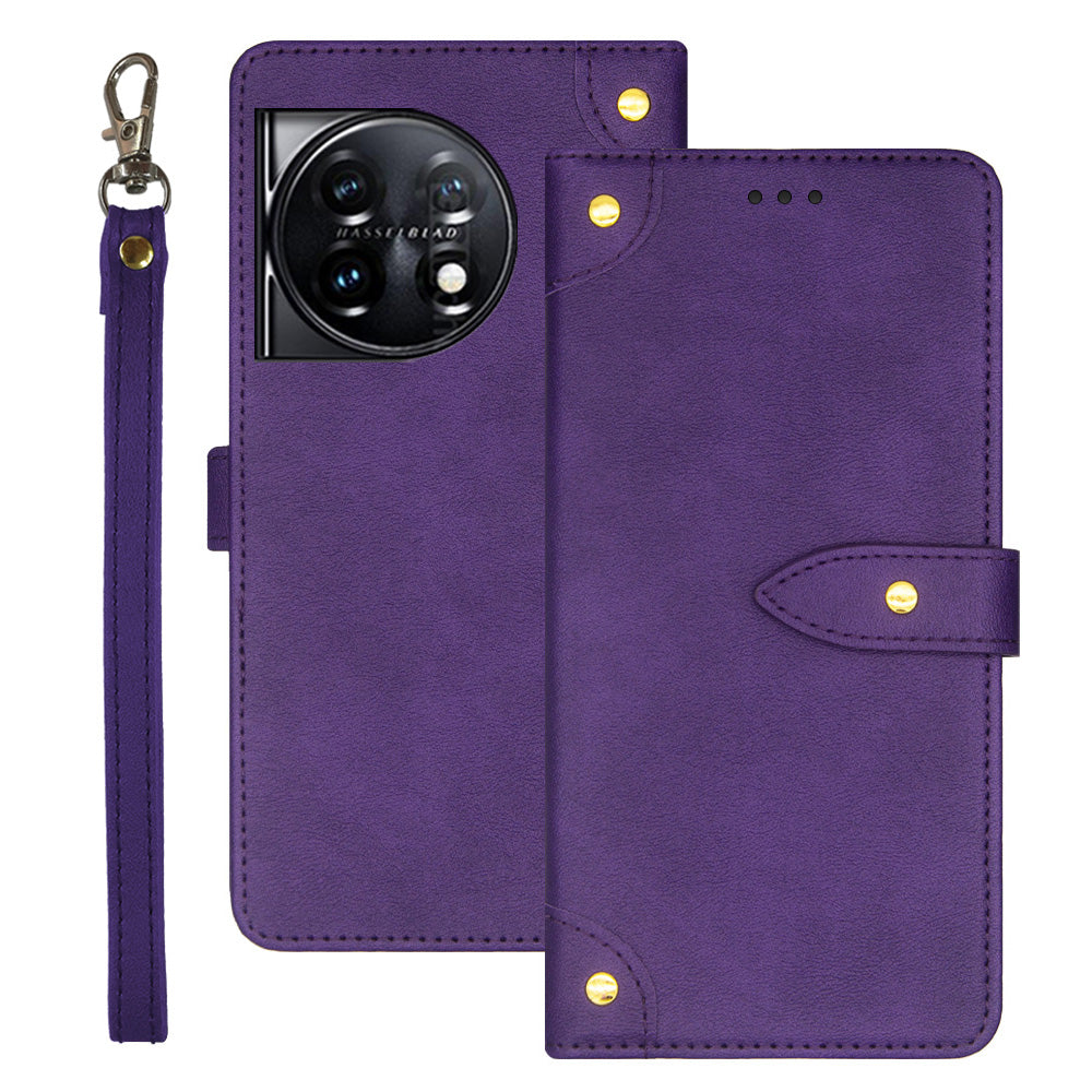 IDEWEI Phone Flip Case for OnePlus 11 5G , PU Leather Card Slots Design Stand Magnetic Cover - Purple