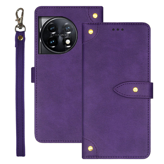 IDEWEI Phone Flip Case for OnePlus 11 5G , PU Leather Card Slots Design Stand Magnetic Cover - Purple