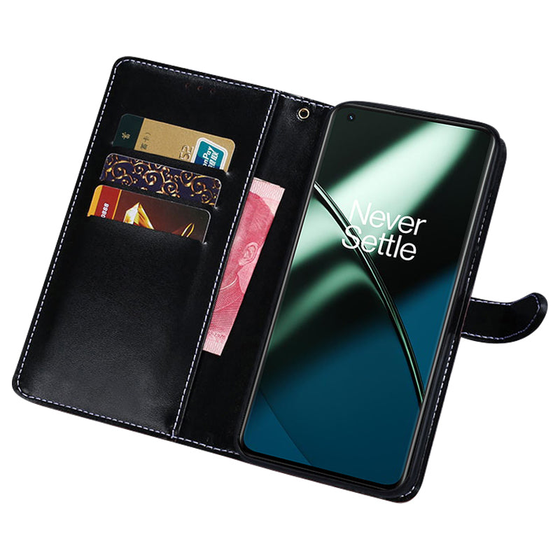 IDEWEI For OnePlus 11 5G Anti-scratch Phone Flip Cover Crocodile Texture PU Leather Magnetic Closure Wallet Stand Phone Case - Blue