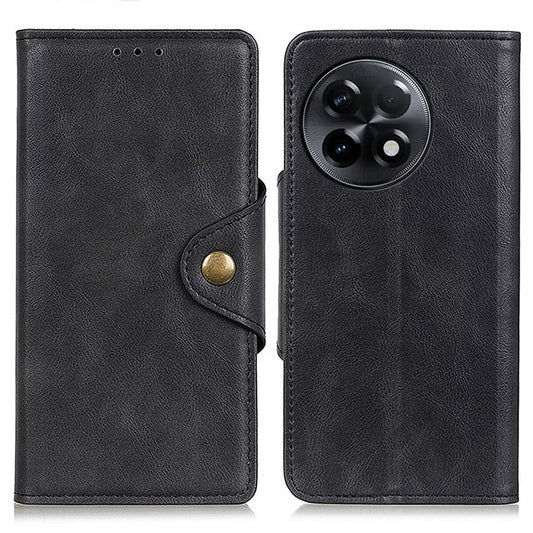 Full Protection Phone Cover For OnePlus Ace 2 5G / 11R 5G Brass Buckle Flip Leather Phone Case with Stand Wallet - Black