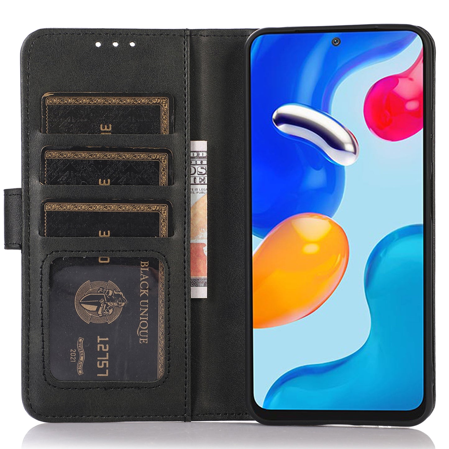 PU Leather Phone Cover For OnePlus Ace 2 5G / 11R 5G , Cowhide Texture Anti-scratch Cell Phone Case with Stand Wallet - Black