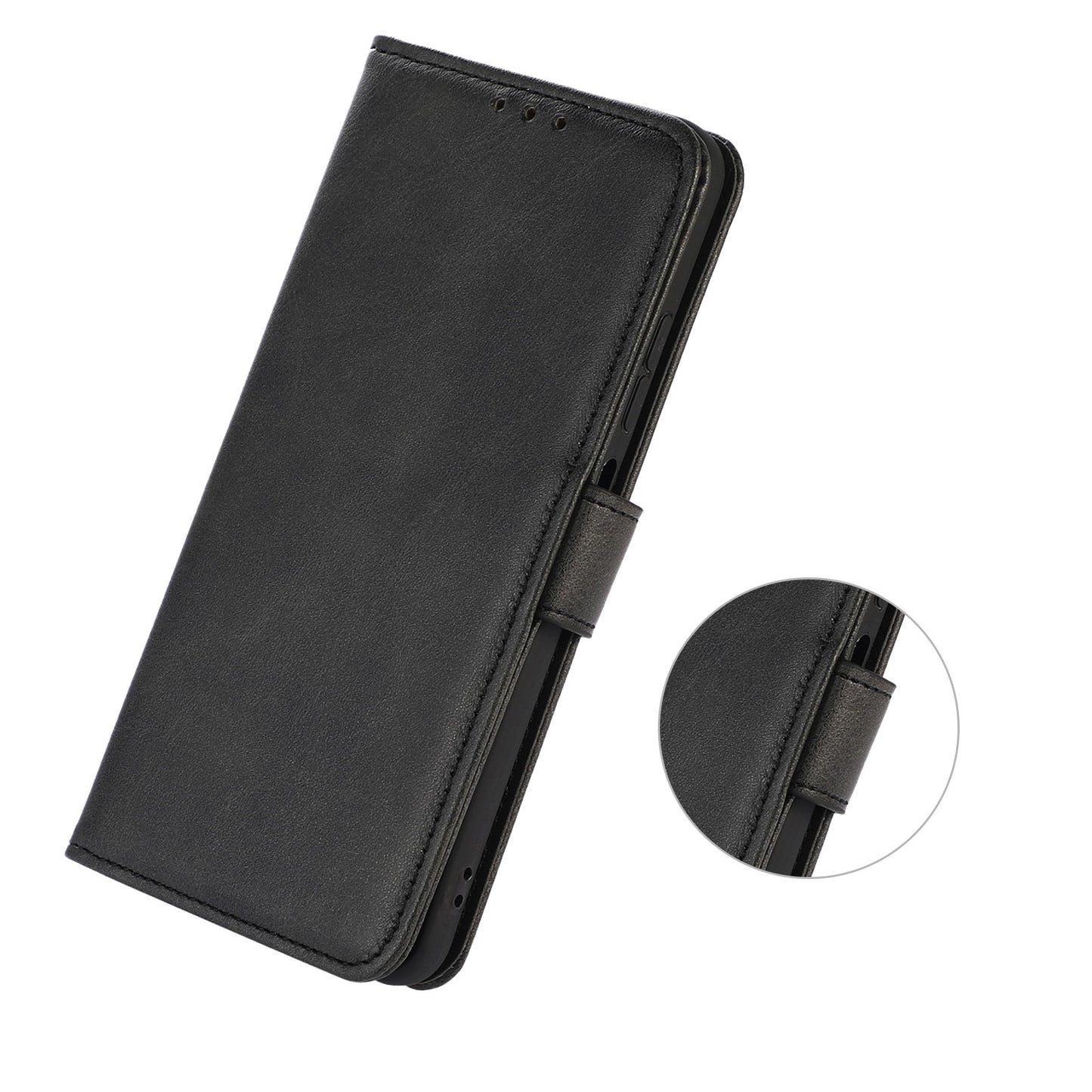 PU Leather Phone Cover For OnePlus Ace 2 5G / 11R 5G , Cowhide Texture Anti-scratch Cell Phone Case with Stand Wallet - Black