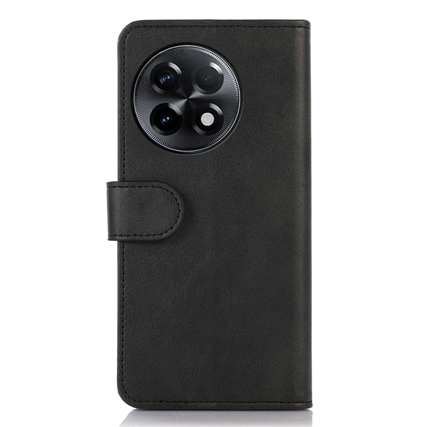 PU Leather Phone Cover For OnePlus Ace 2 5G / 11R 5G , Cowhide Texture Anti-scratch Cell Phone Case with Stand Wallet - Black
