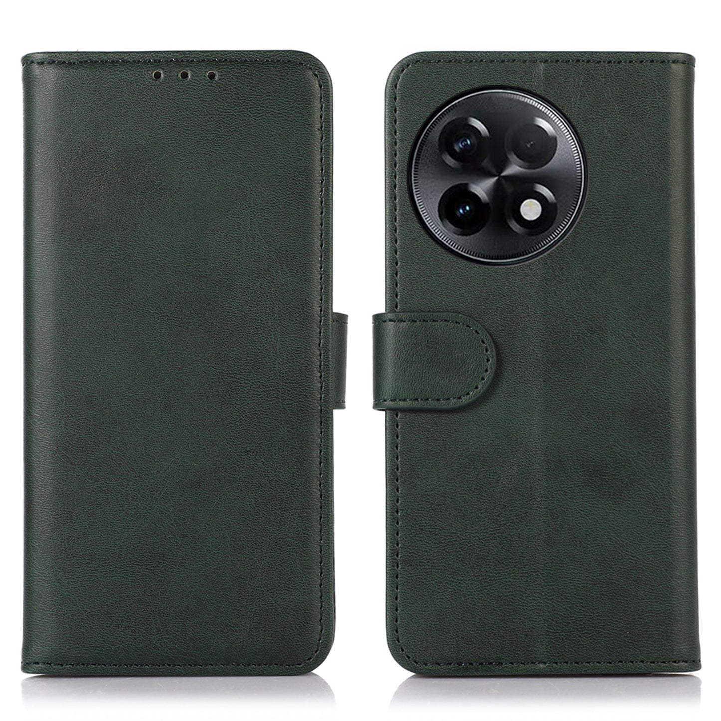 PU Leather Phone Cover For OnePlus Ace 2 5G / 11R 5G , Cowhide Texture Anti-scratch Cell Phone Case with Stand Wallet - Green