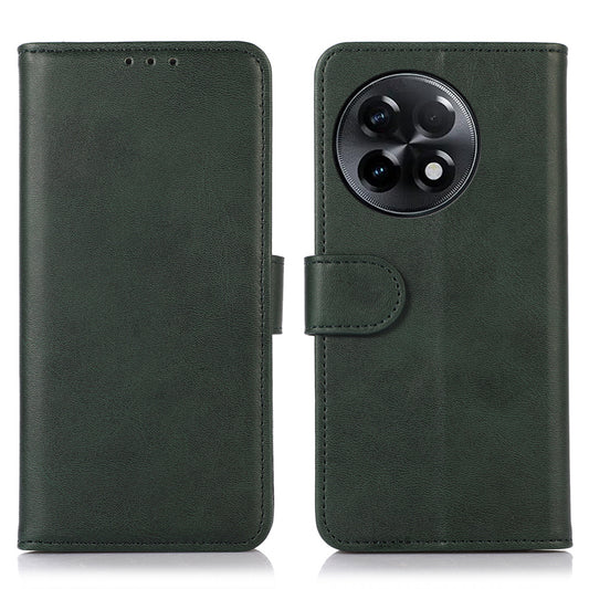 PU Leather Phone Cover For OnePlus Ace 2 5G / 11R 5G , Cowhide Texture Anti-scratch Cell Phone Case with Stand Wallet - Green