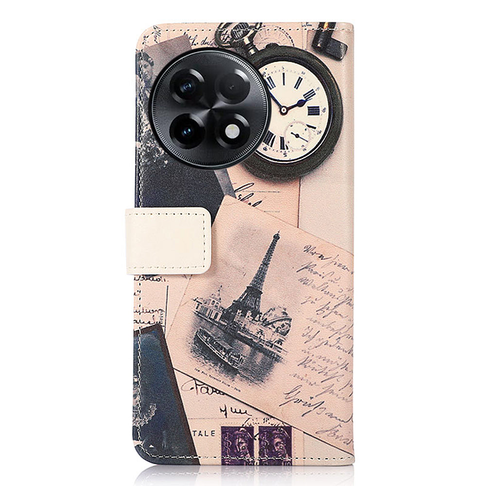 For OnePlus Ace 2 5G / 11R 5G Pattern Printing Phone Case Wallet Stand PU Leather Protective Phone Cover - Tower and Feather
