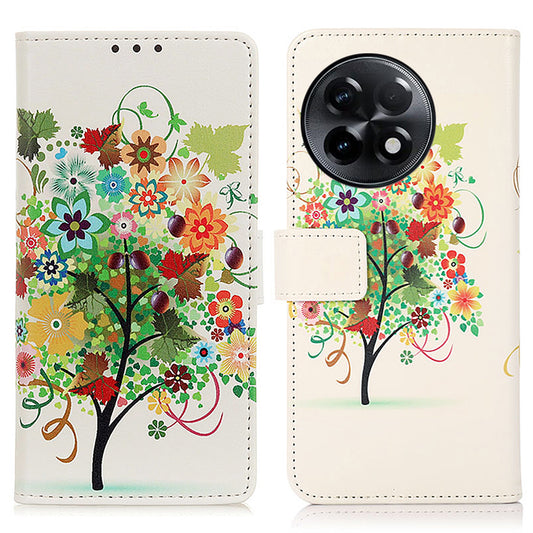 For OnePlus Ace 2 5G / 11R 5G Pattern Printing Phone Case Wallet Stand PU Leather Protective Phone Cover - Fruit Tree