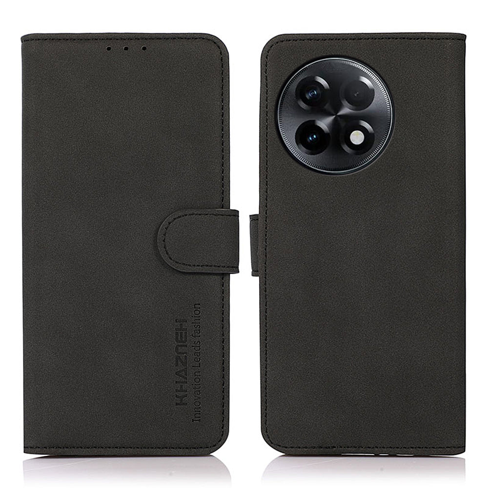 KHAZNEH Protective Phone Case For OnePlus Ace 2 5G / 11R 5G Flip Leather Textured Phone Cover Stand Wallet - Black