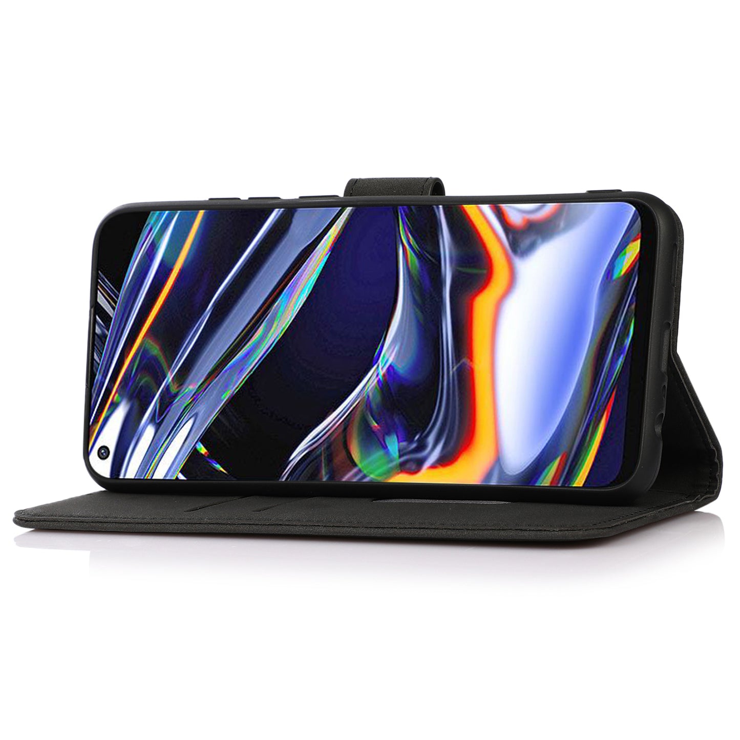 KHAZNEH Protective Phone Case For OnePlus Ace 2 5G / 11R 5G Flip Leather Textured Phone Cover Stand Wallet - Black