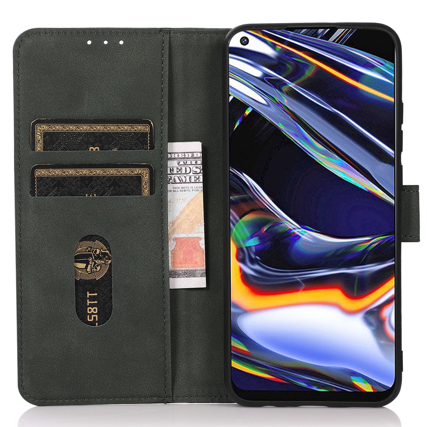 KHAZNEH Protective Phone Case For OnePlus Ace 2 5G / 11R 5G Flip Leather Textured Phone Cover Stand Wallet - Green