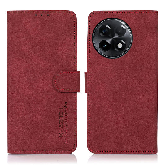 KHAZNEH Protective Phone Case For OnePlus Ace 2 5G / 11R 5G Flip Leather Textured Phone Cover Stand Wallet - Red